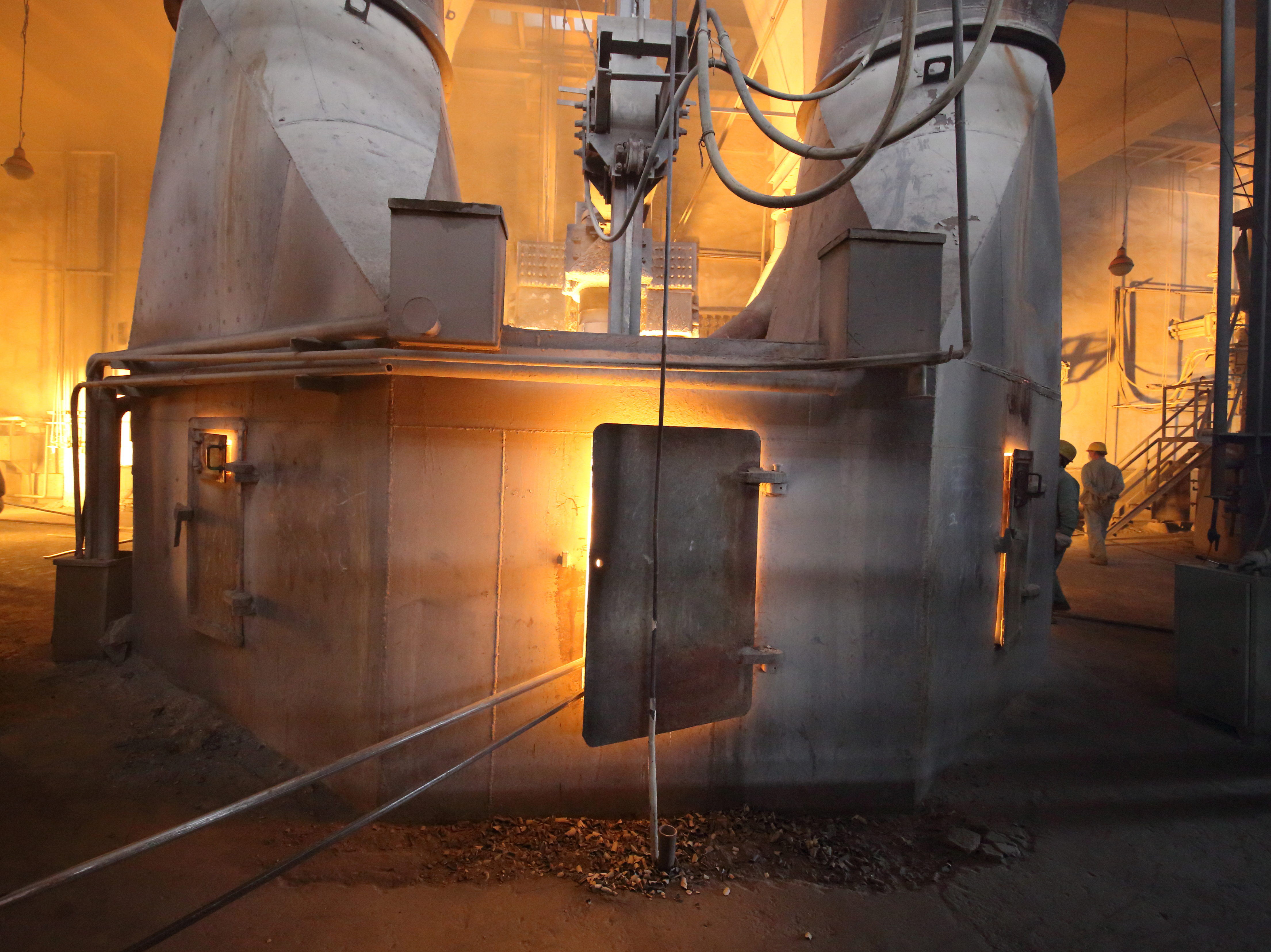 The temperature inside furnace is as high as 1300 deg. C. All raw materials are melted, reacted and form another mineral crystal. This process is called fusing and it always takes some hours.